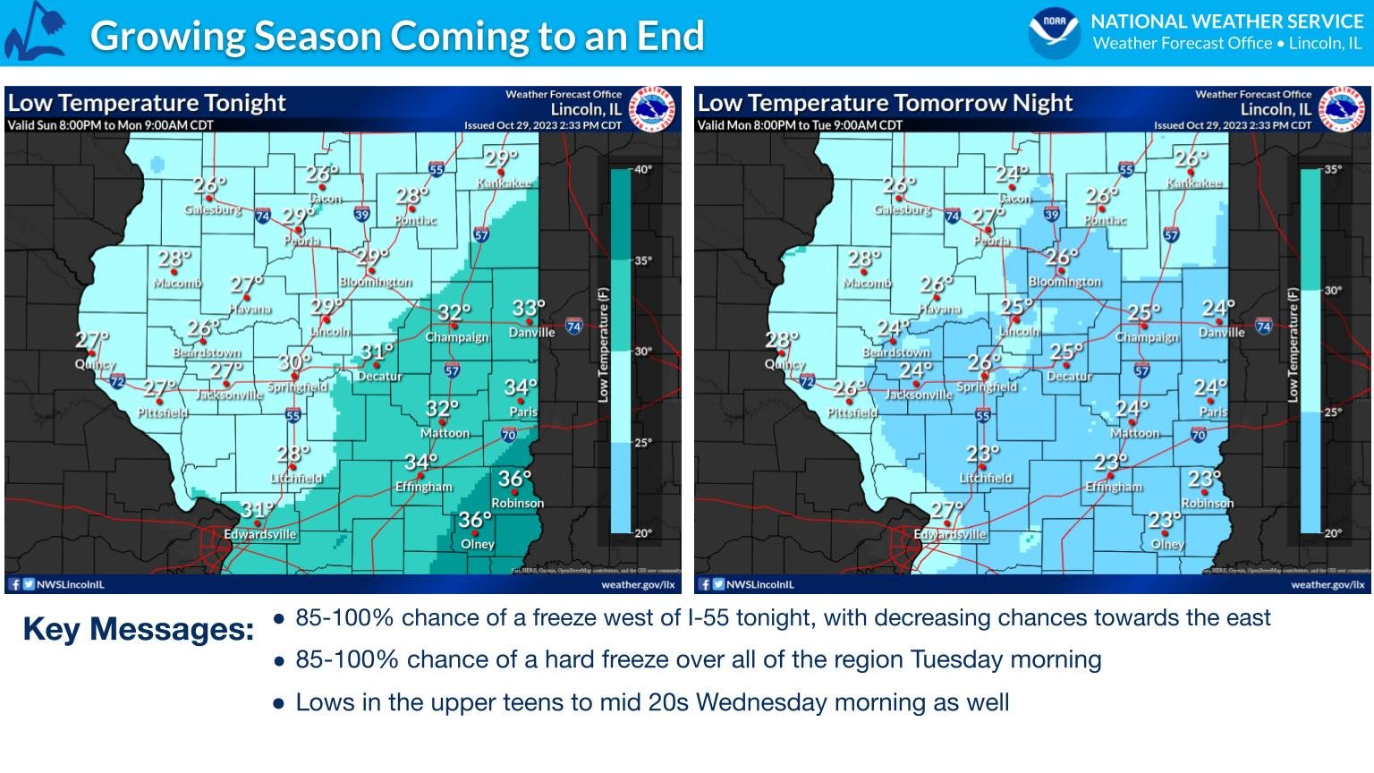 Freeze Warning Monday night and snow flurries Tuesday - IPM Newsroom