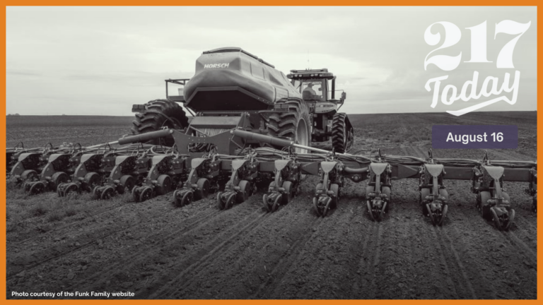 A planter is going across one the Funk Family's fields.