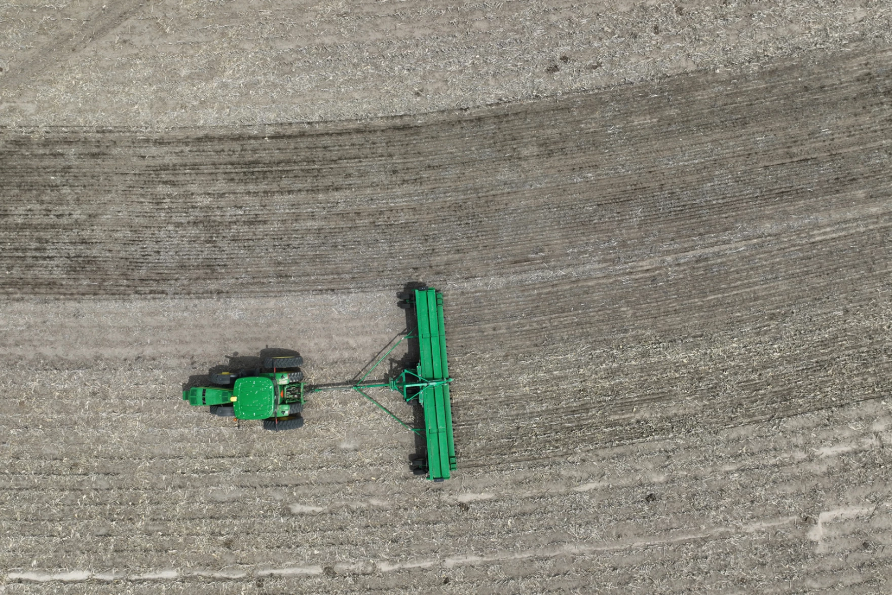 tractor on prairie strip