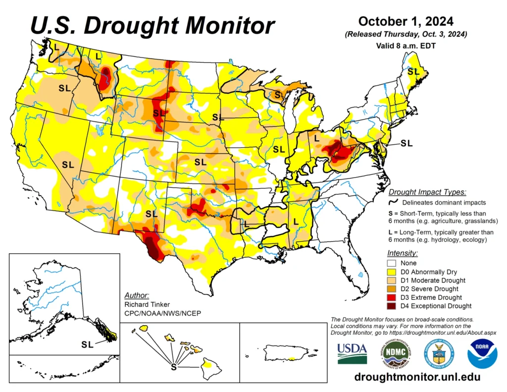 map showing dry weather conditions