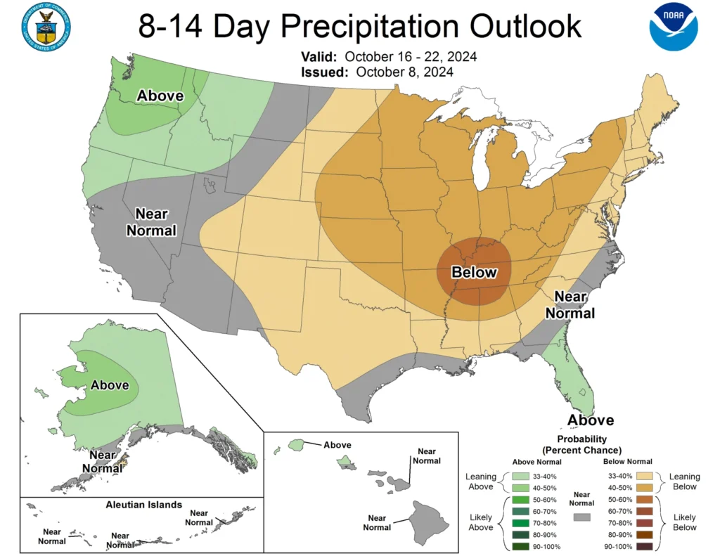 Map showing precipitation outlook