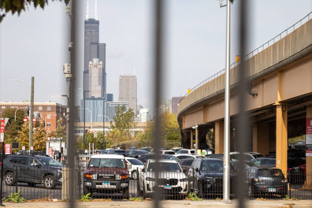 Chinatown parking lot in Chicago