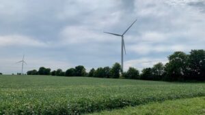 wind turbine on farmland