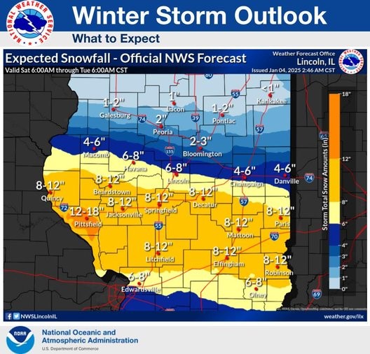 Champaign County, all of Central Illinois under Winter Storm Warning Sunday-Monday