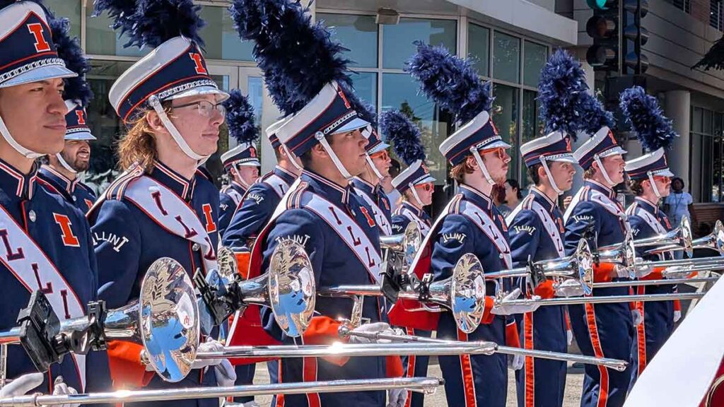 several members of the Marching Illini band