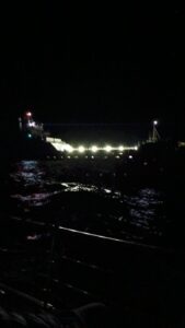 Jennifer Clotfelter sent this photo of the ship Israel was using to detain the flotilla members before she lost contact with her family.