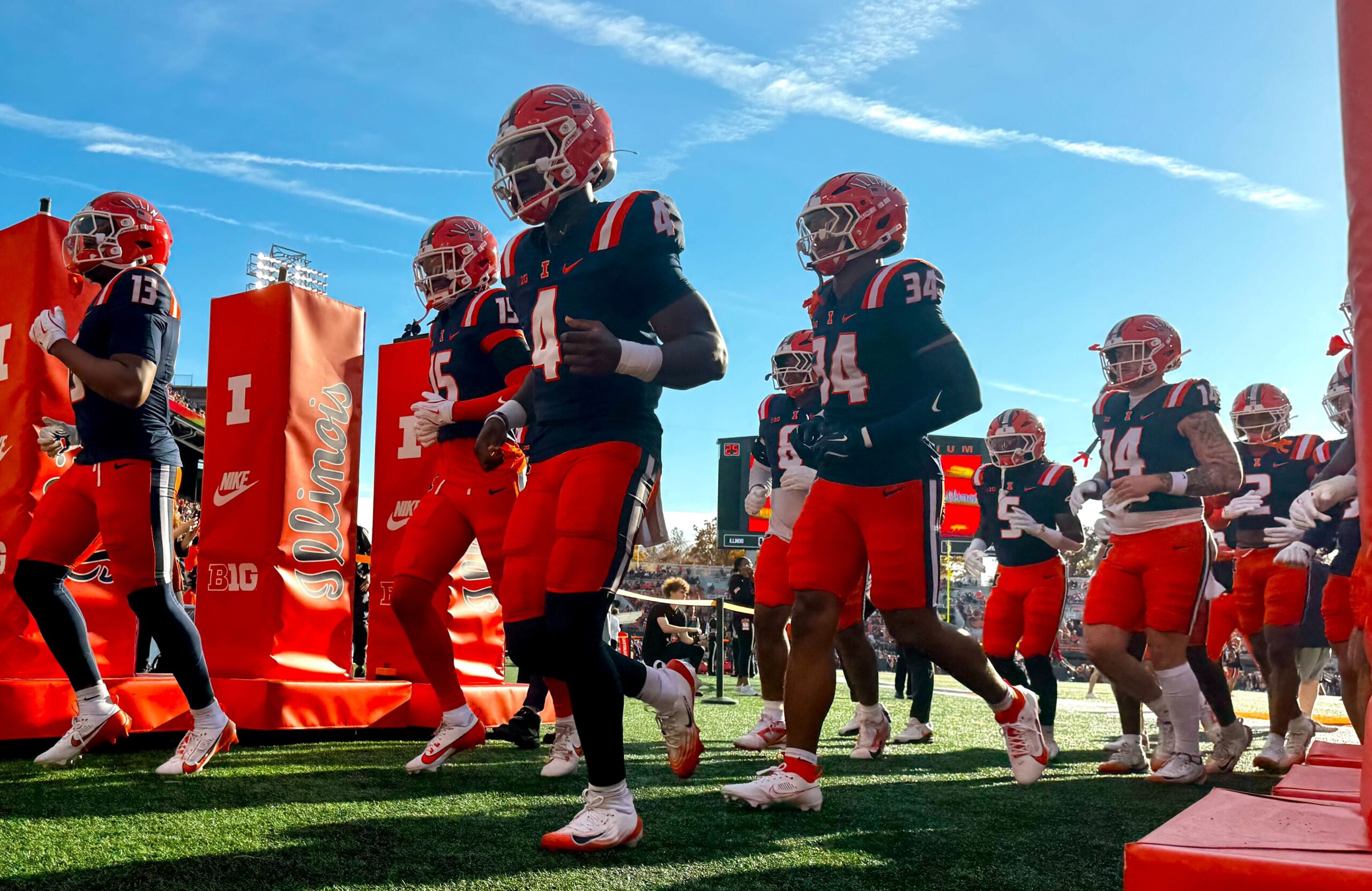Illinois players enter field