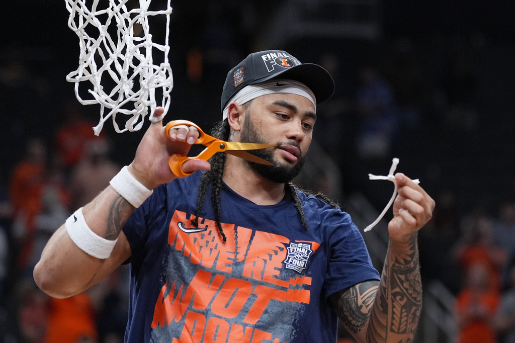 basketball player holding net