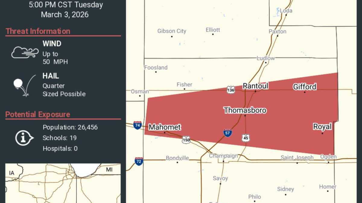Severe Thunderstorm Warning issued for parts of Central Illinois - IPM ...