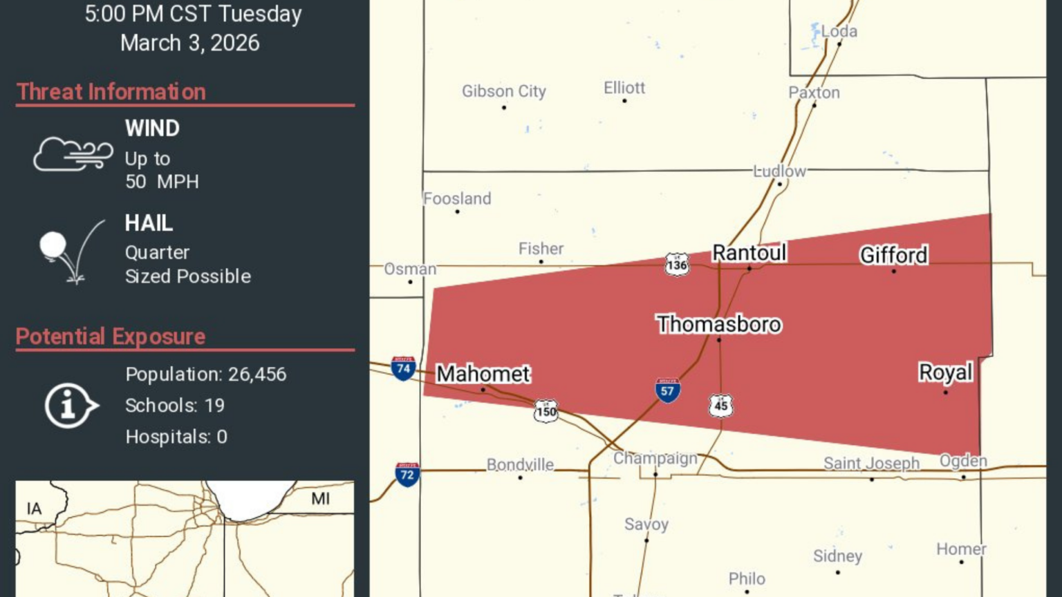 Severe Thunderstorm Warning issued for parts of Central Illinois - IPM ...