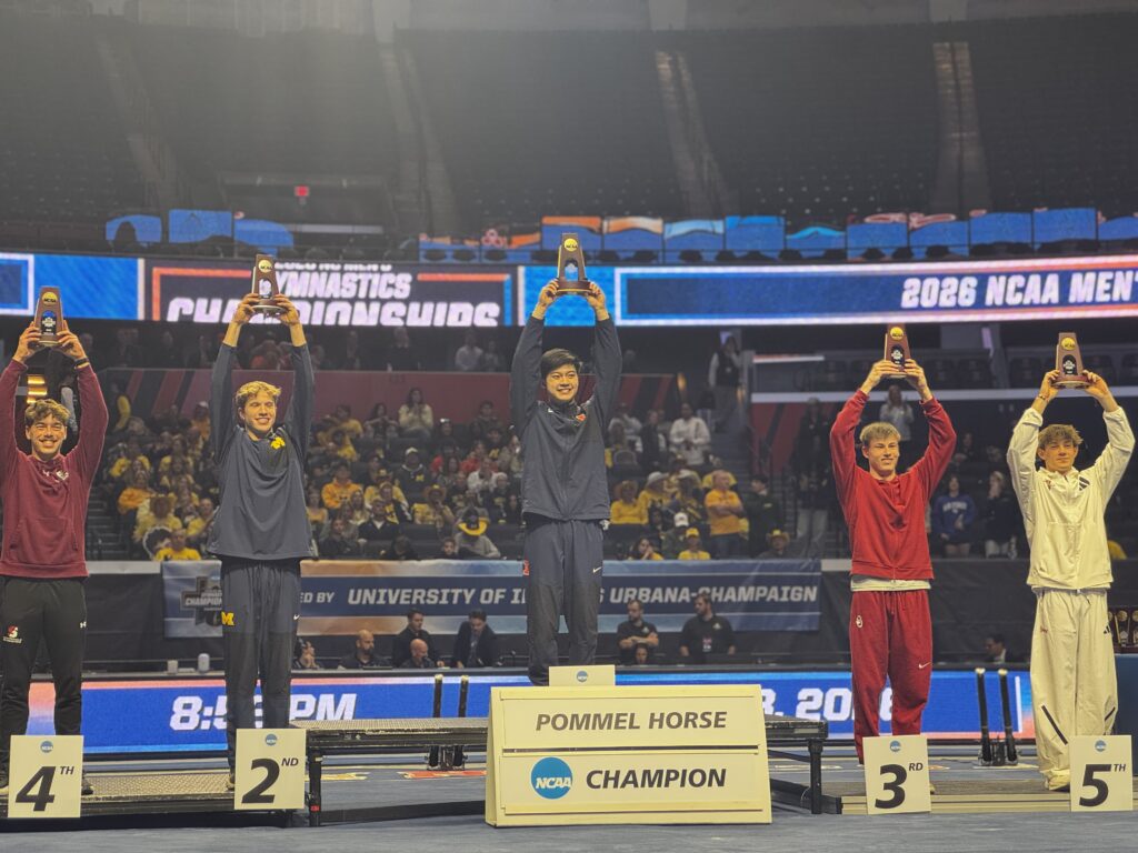 NCAA gymnastics podium
