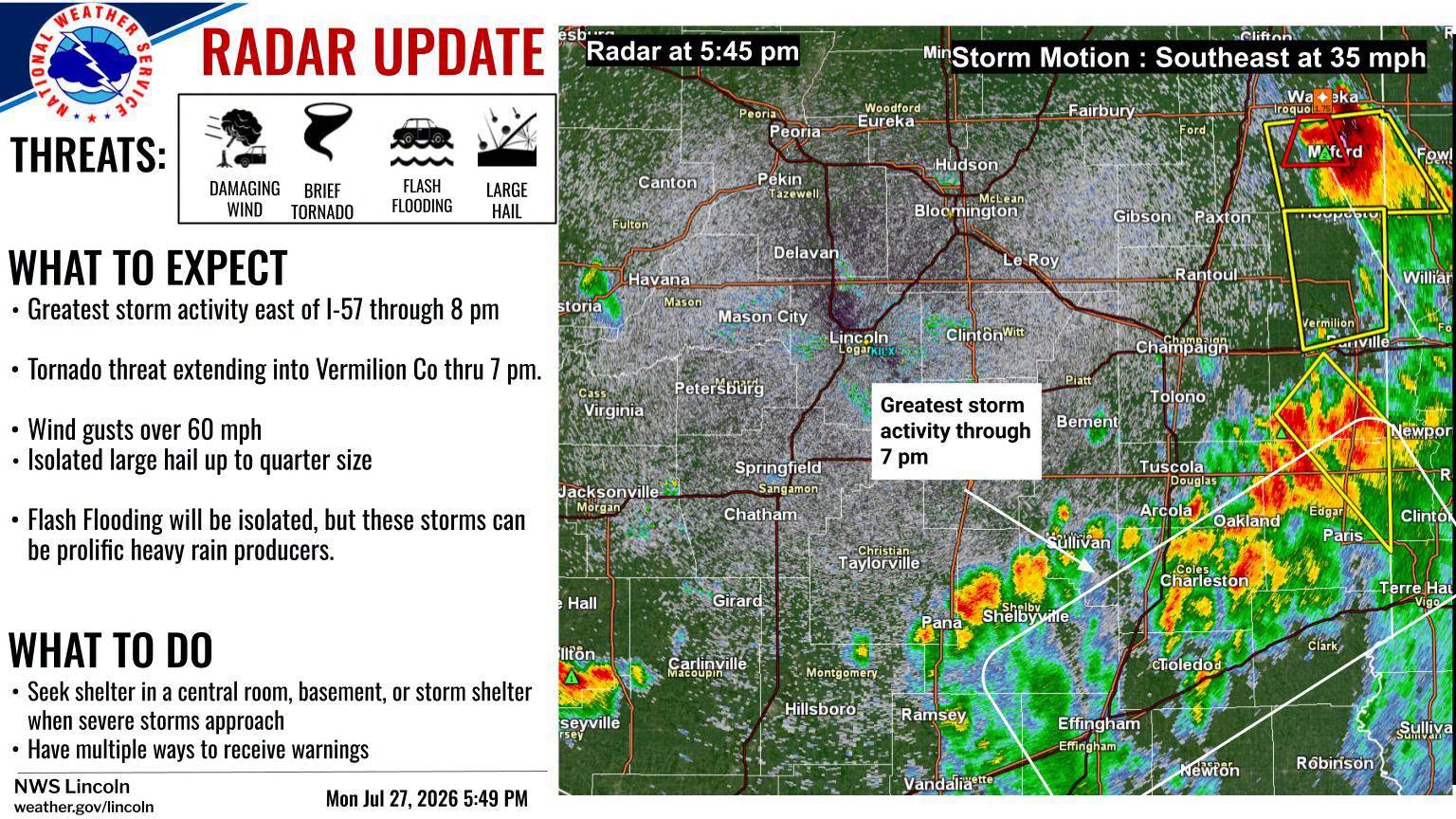 Severe Thunderstorm Watch issued for portion of Central Illinois